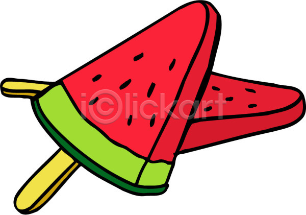 사람없음 EPS 아이콘 두개 디저트 막대기 막대아이스크림 맛 바 빨간색 수박모양 아이스크림 음식 컬러