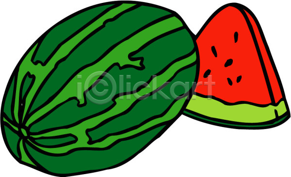 사람없음 EPS 아이콘 과일 농작물 빨간색 수박 식물 초록색 컬러 한조각