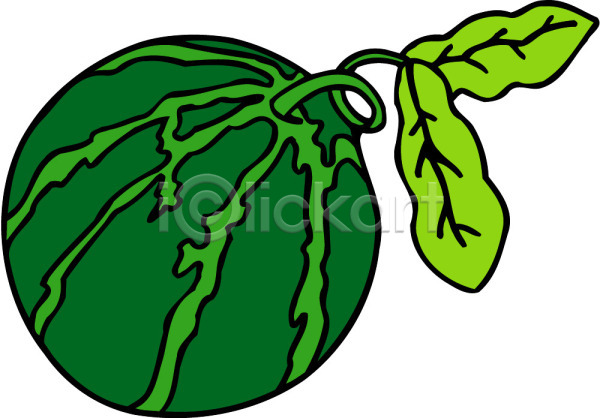 사람없음 EPS 아이콘 과일 농작물 수박 식물 음식 잎 줄무늬 초록색 컬러 한개