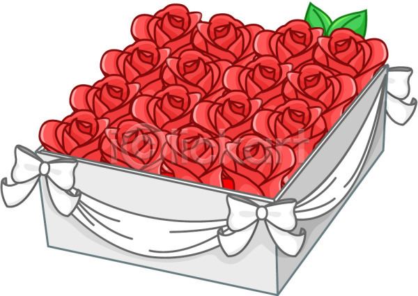 사람없음 EPS 아이콘 꽃 꽃상자 리본 빨간색 상자 선물 식물 장미 장식 컬러