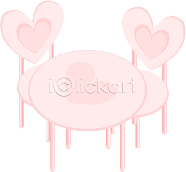 사람없음 EPS 아이콘 가구 분홍색 식탁 의자 컬러 탁자 하트