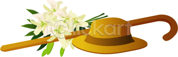 사람없음 EPS 아이콘 꽃 꽃다발 모자(잡화) 백합(꽃) 식물 잡화 정글모자 지팡이 파나마모자
