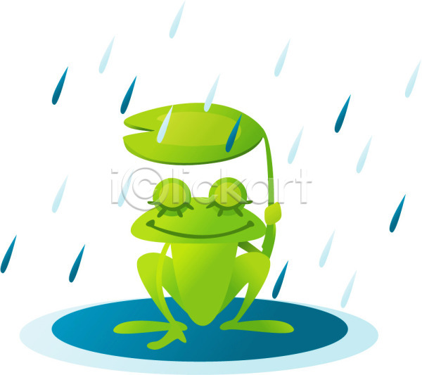 사람없음 EPS 아이콘 개구리 경칩 나뭇잎 날씨 동물 봄 비(날씨) 양서류 연못 우산 자연 절기 척추동물 청개구리 캐릭터