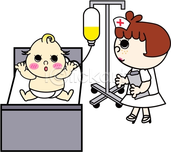 두명 사람 아기 여자 EPS 일러스트 간호사 링거 병원 서기 의학 전신 주사기 직업 진료 치료 클립아트