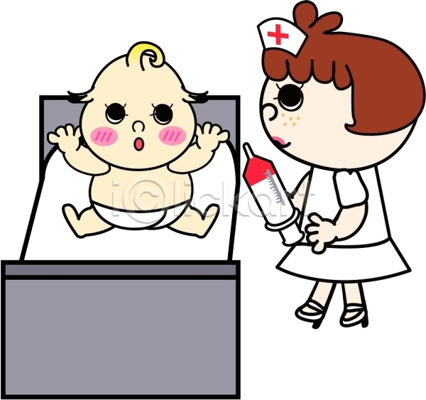 두명 사람 아기 여자 EPS 일러스트 간호사 병원 서기 의학 전신 직업 진료 치료 클립아트