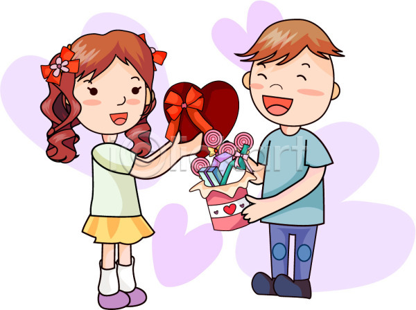 사랑 남자 두명 사람 성인 성인만 여자 EPS 일러스트 기념일 발렌타인데이 서기 선물 전신 커플 클립아트 프로포즈 하트 화이트데이