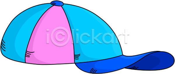 사람없음 EPS 아이콘 모자(잡화) 분홍색 야구모자 오브젝트 운동모자 잡화 컬러 파란색 한개