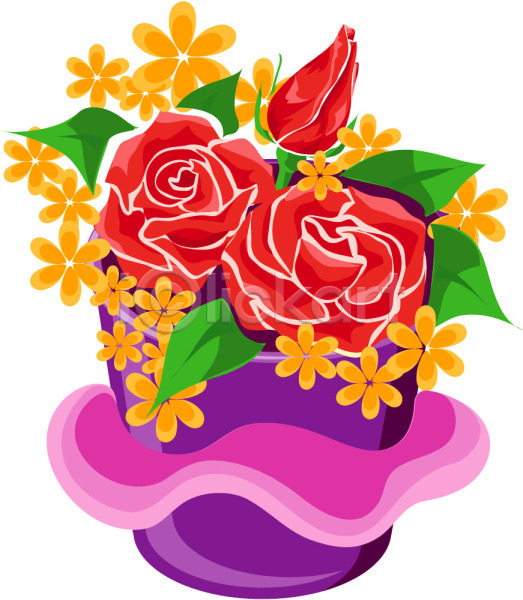 사람없음 EPS 아이콘 꽃 꽃꽂이 꽃다발 꽃병 노란색 빨간색 선물 식물 장미 화분