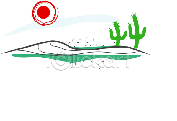 사람없음 EPS 일러스트 가시 더위 두그루 사막 선인장 식물 야외 열대식물 자연 주간 초록색 컬러 클립아트 태양 풍경(경치) 해