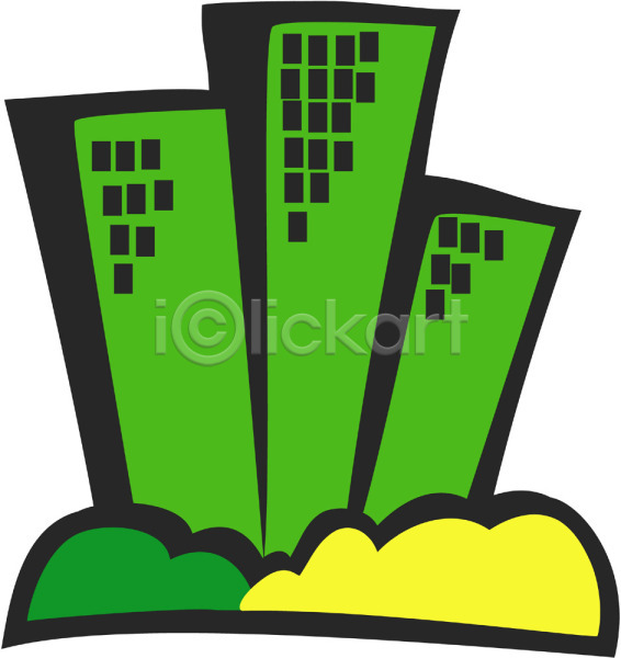 사람없음 EPS 아이콘 건물 건축 고층빌딩 도시 빌딩 세채 시설물 아파트 주택 초록색 컬러 풍경(경치) 현대건축