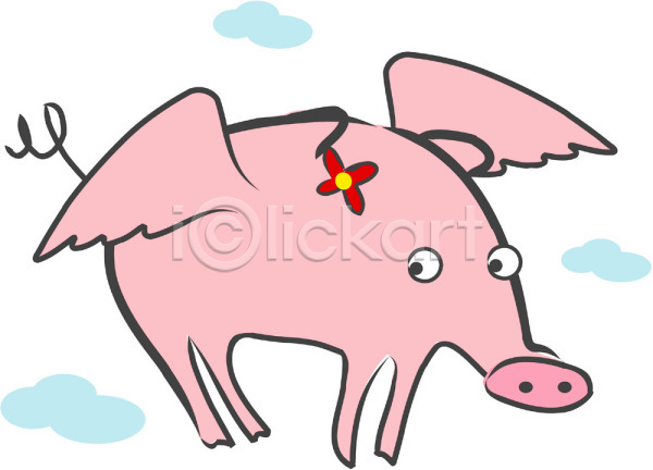 상상 사람없음 EPS 아이콘 가축 구름(자연) 꽃 날개(비행) 동물 돼지 비행 육지동물 장식 척추동물 천사 캐릭터 포유류 하늘 한마리