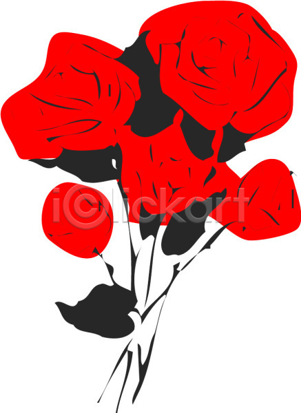 사람없음 EPS 일러스트 꽃 빨간색 식물 여러송이 장미 컬러 클립아트