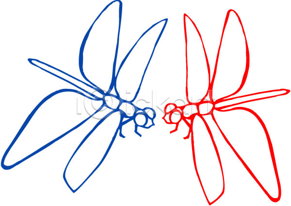 사람없음 EPS 아이콘 곤충 동물 두마리 빨간색 잠자리 절지류 커플 컬러 파란색 한쌍
