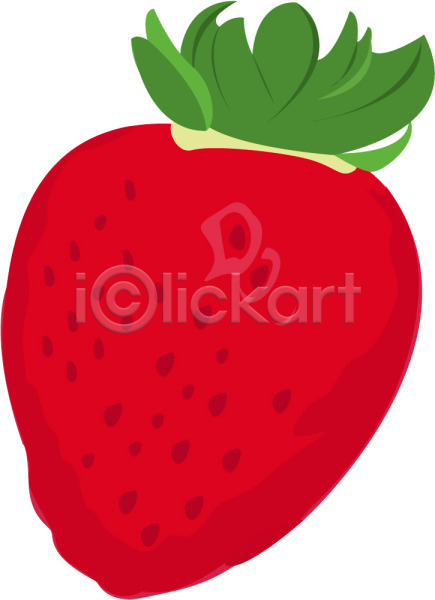사람없음 EPS 아이콘 과일 딸기 빨간색 식물 음식 초록색 컬러 한개