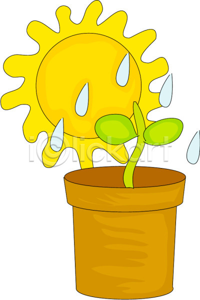 사람없음 EPS 아이콘 날씨 맑음 물방울 물주기 새싹 식물 원예 자연 태양 해 햇빛 화분 화초