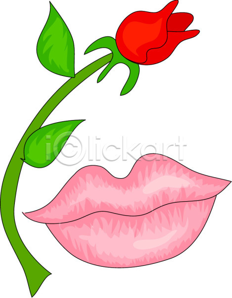 사람없음 신체부위 EPS 아이콘 꽃 빨간색 식물 여름꽃 입 입술 장미 한송이