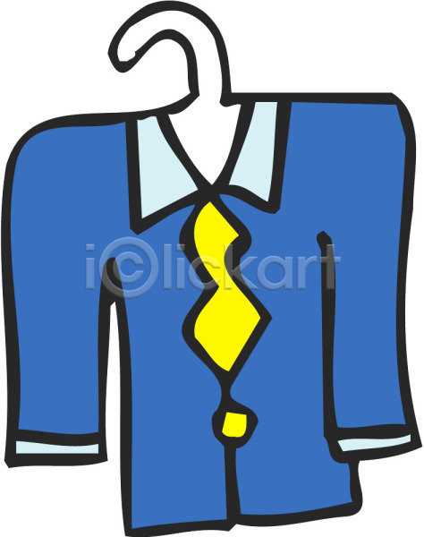 사람없음 EPS 아이콘 남성복 넥타이 상의 옷 옷걸이 와이셔츠 재킷 컬러 파란색 한개