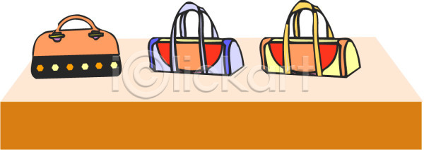사람없음 EPS 아이콘 가방 세개 여성가방 여성용가방 오브젝트 잡화 전시 진열장 토트백 핸드백