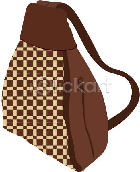 사람없음 EPS 아이콘 가방 갈색 배낭 배낭가방 여성용가방 오브젝트 잡화 체크(체크무늬) 체크무늬 컬러 한개 핸드백