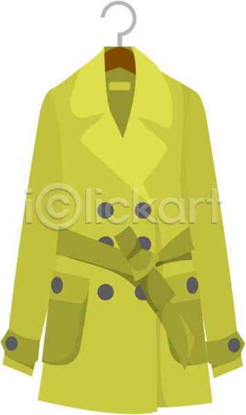 사람없음 EPS 아이콘 상의 여성복 여성용 옷 옷걸이 외투 재킷 초록색 컬러 코트 트렌치코트 한개