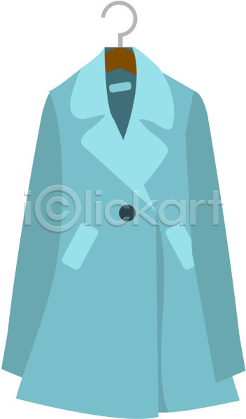사람없음 EPS 아이콘 상의 여성복 여성용 옷 옷걸이 외투 재킷 컬러 코트 트렌치코트 하늘색 한개