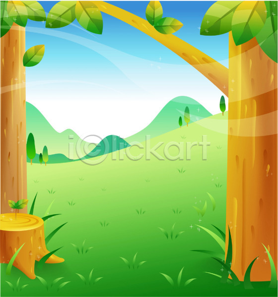 사람없음 EPS 일러스트 나무 백그라운드 야외 자연 주간 초원(자연) 풍경(경치) 하늘