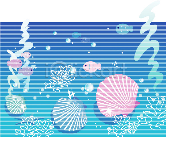 사람없음 EPS 일러스트 동물 바다 어류 어패류 여름(계절) 자연 조개 척추동물 클립아트 풍경(경치) 해저 해조류