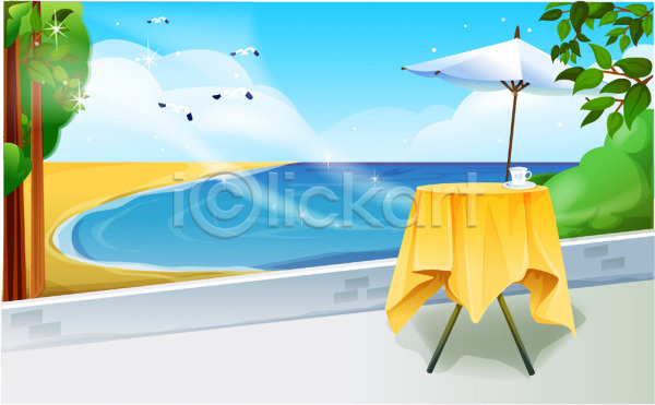 사람없음 EPS 일러스트 갈매기 건축물 구름(자연) 바다 발코니 백그라운드 야외 여행 자연 주간 차(음료) 탁자 풍경(경치) 하늘 해변 휴가
