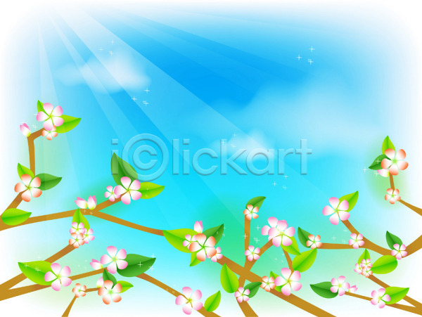 사람없음 EPS 일러스트 계절 꽃 나무 백그라운드 봄 사계절 식물 야외 자연 주간 풍경(경치) 하늘 흰색