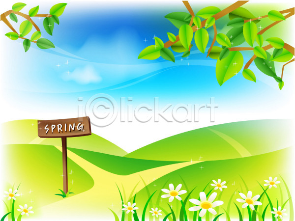 사람없음 EPS 일러스트 계절 백그라운드 봄 사계절 야외 자연 주간 초원(자연) 풍경(경치) 하늘