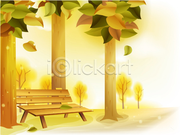 사람없음 EPS 일러스트 가을(계절) 가을배경 계절 공공시설 공원 나무 도시 백그라운드 벤치 사계절 야외 여러그루 의자 자연 정원 주간 풍경(경치)