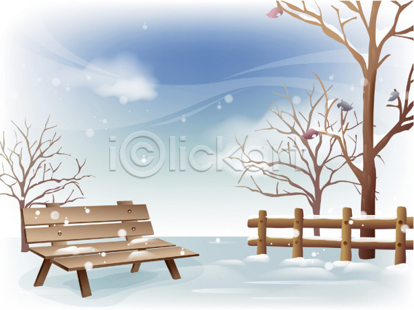 사람없음 EPS 일러스트 겨울 겨울배경 계절 공공시설 공원 나무 눈(날씨) 도시 백그라운드 벤치 사계절 야외 자연 정원 풍경(경치)