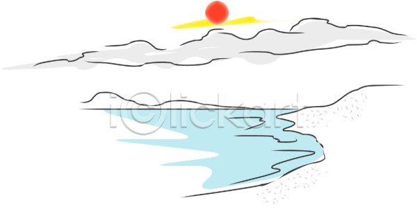사람없음 EPS 일러스트 노을 바다 산 야외 일몰 자연 주간 클립아트 태양 풍경(경치) 해 해변