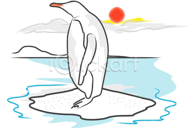추위 사람없음 EPS 일러스트 극지방 남극 노을 동물 바다 야생동물 야외 외국문화 일몰 자연 조류 주간 척추동물 클립아트 태양 펭귄 해 황제펭귄