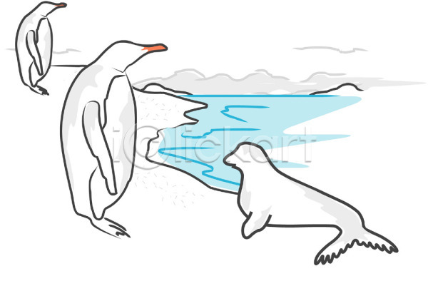 추위 사람없음 EPS 일러스트 극지방 남극 동물 물개 바다 바다동물 바다표범 세마리 야생동물 야외 외국문화 자연 조류 척추동물 클립아트 펭귄 포유류 황제펭귄