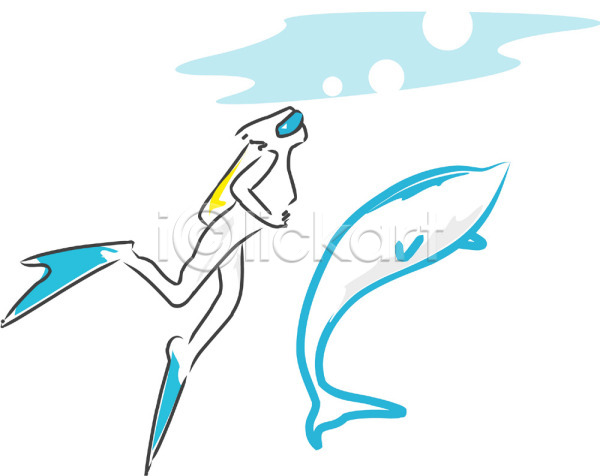 사람 한명 EPS 일러스트 고래 돌고래 동물 레저 물갈퀴 물안경 바다 바다동물 산소통 수상스포츠 수영 수중 스쿠버다이빙 오리발 웰빙 잠수 잠수복 잠수부 전신 척추동물 클립아트 포유류 한마리