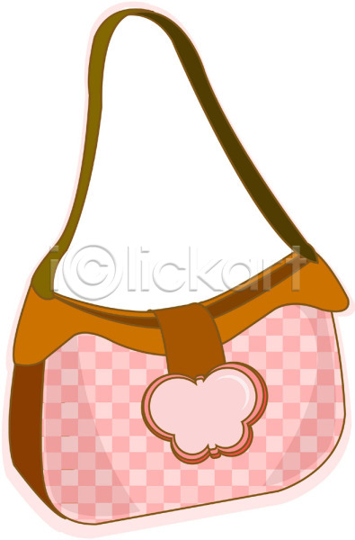 사람없음 EPS 아이콘 가방 분홍색 숄더백 여성용 오브젝트 잡화 체크(체크무늬) 체크무늬 컬러 한개 핸드백