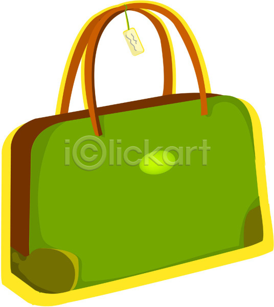 사람없음 EPS 아이콘 가방 여성용 오브젝트 잡화 초록색 컬러 토트백 한개 핸드백