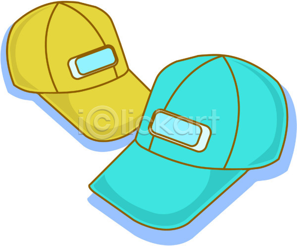 사람없음 EPS 아이콘 노란색 두개 모자(잡화) 민트 야구모자 오브젝트 잡화 캡 컬러
