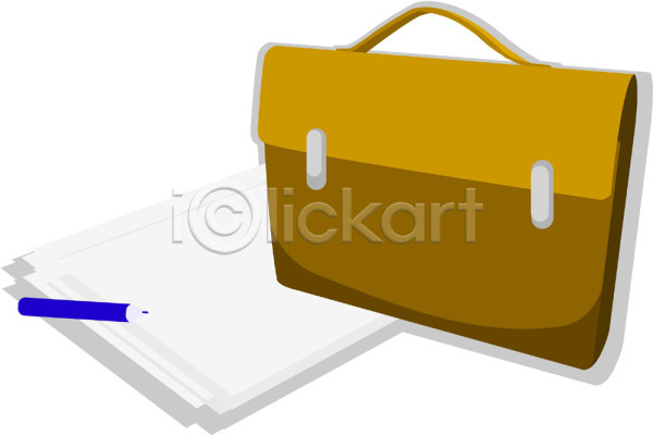 사람없음 EPS 아이콘 가방 갈색 문구용품 문서 볼펜 사무용품 서류가방 잡화 종이 컬러 펜 필기구