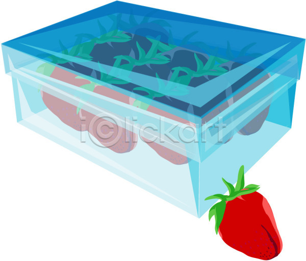 사람없음 EPS 아이콘 과일 닫힘 도시락 딸기 뚜껑 빨간색 사각형 소풍 식물 음식 컬러 파란색 포장