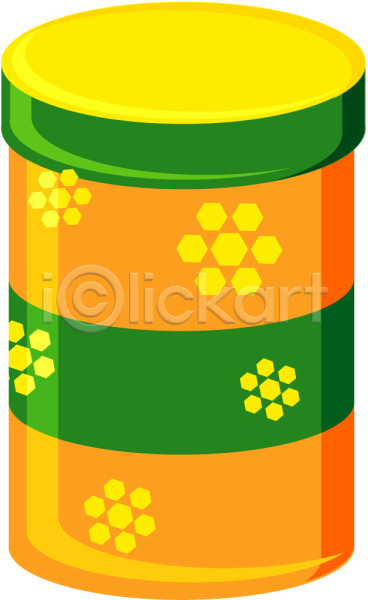 사람없음 EPS 아이콘 꽃무늬 노란색 병(담는) 생활용품 오브젝트 정리용소품 초록색 컬러 통 한개