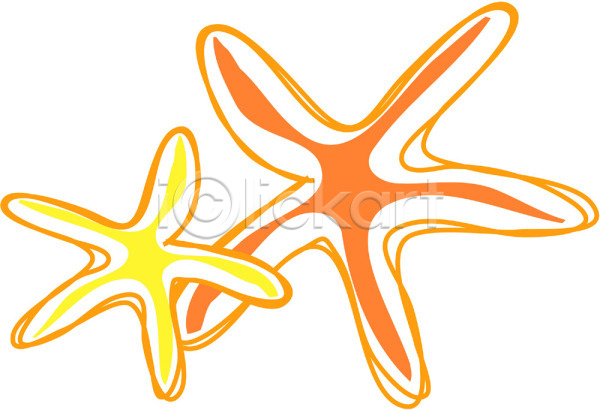사람없음 EPS 아이콘 극피동물 노란색 동물 두마리 바다동물 별 불가사리 주황색 컬러