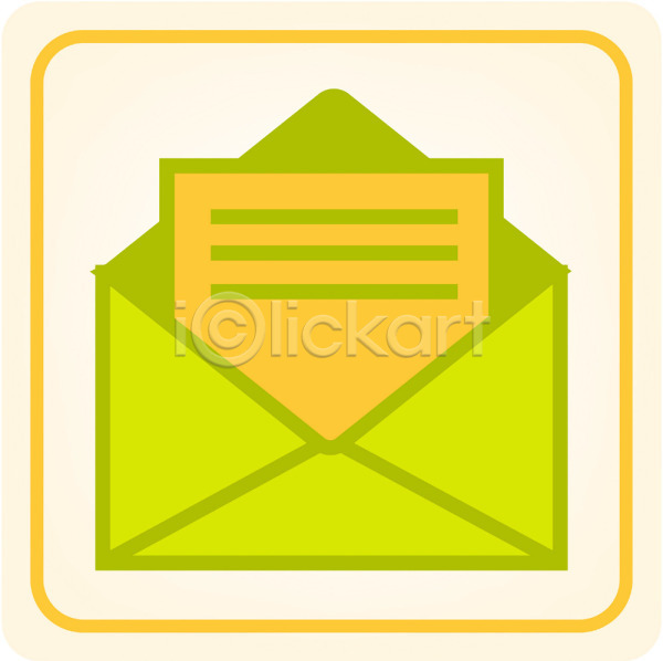 사람없음 EPS 아이콘 노란색 문구용품 사각형 연두색 오브젝트 우편물 이메일 종이 카드(감사) 컬러 편지 편지봉투 편지지