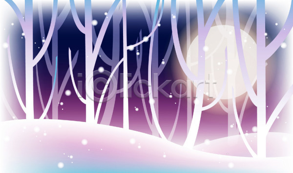 사람없음 EPS 일러스트 겨울 겨울배경 계절 나무 눈(날씨) 달 백그라운드 보름달 사계절 숲 야간 야외 자연 풍경(경치) 하늘