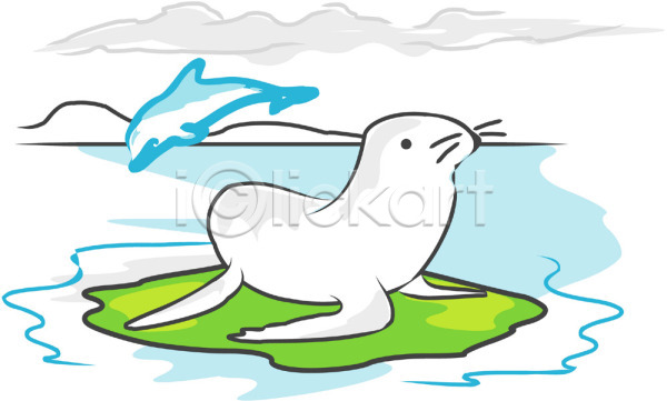 사람없음 EPS 일러스트 고래 구름(자연) 돌고래 동물 두마리 물개 바다 바다동물 바다표범 야생동물 야외 자연 점프 척추동물 클립아트 포유류