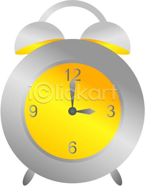 사람없음 EPS 아이콘 노란색 라이프 분침 생활용품 숫자 시간 시계 시침 오브젝트 자명종 컬러 탁상시계 한개 회색