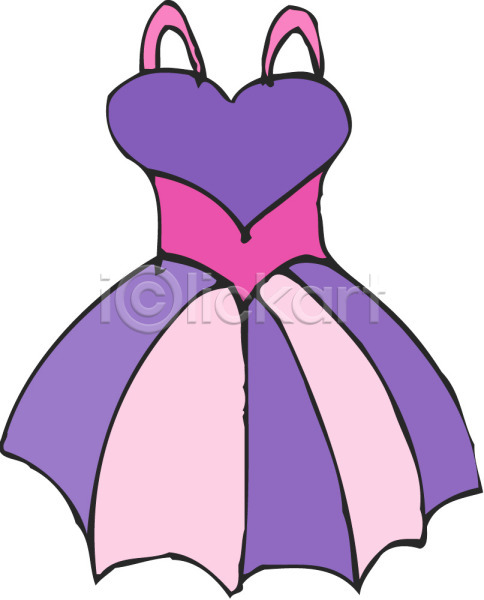 사람없음 EPS 아이콘 드레스 민소매 보라색 여성복 옷 원피스 줄무늬 치마 컬러 한개
