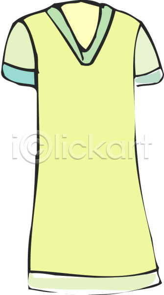 사람없음 EPS 아이콘 드레스 반팔티셔츠 여성복 연두색 옷 원피스 치마 컬러 한개