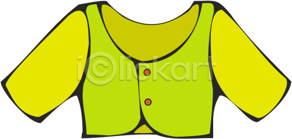 사람없음 EPS 일러스트 국내일러스트 상의 연두색 옷 재킷 컬러 티셔츠 한개